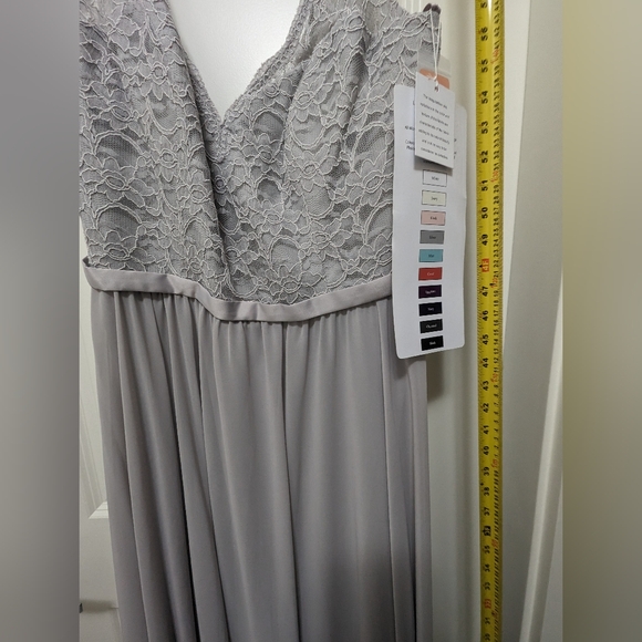 New MORI LEE Style 714 Silver Grey Color Lace Chiffon Evening Dress - Us size 20 - Picture 3 of 11